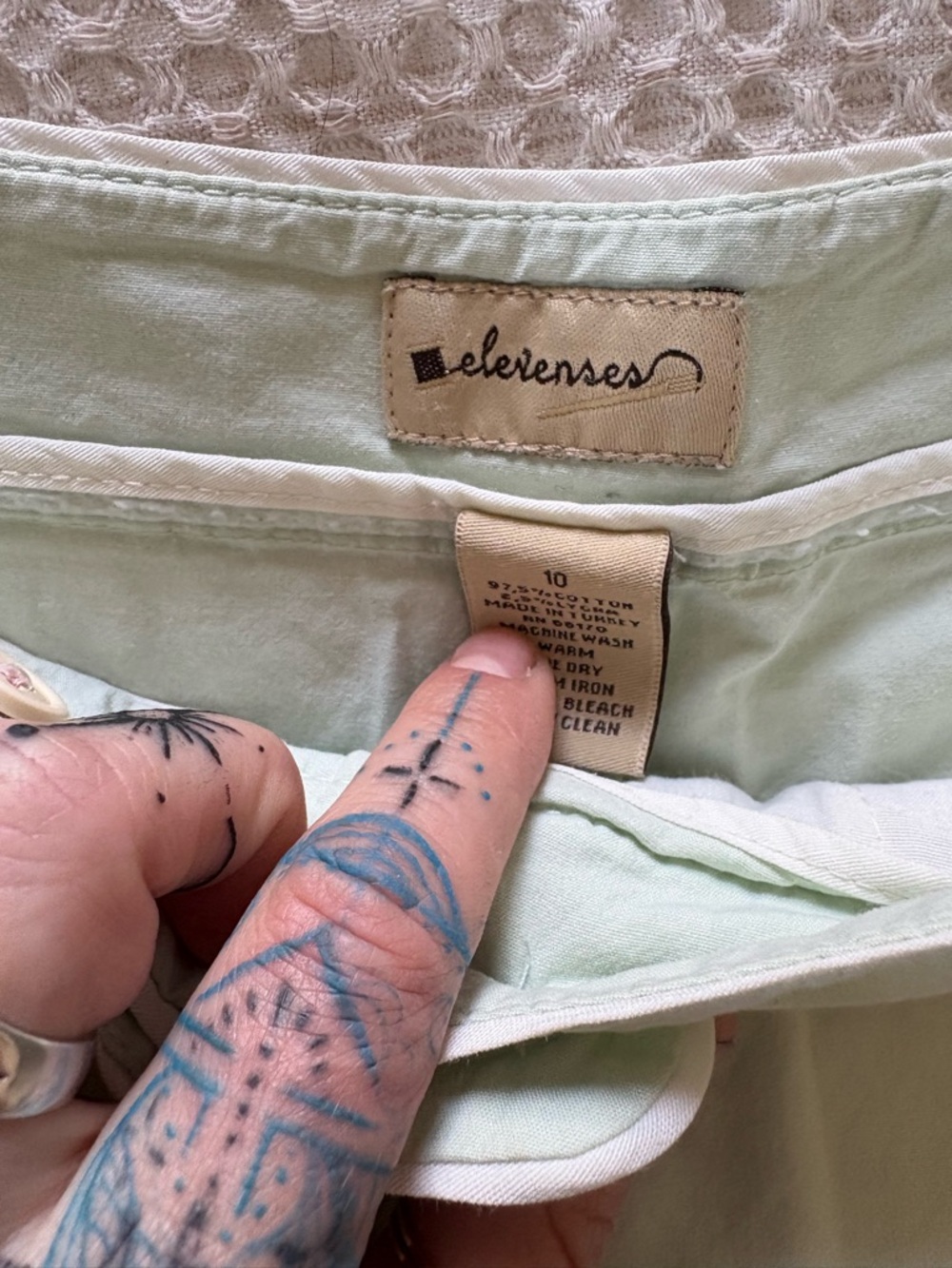 Anthropologie Elevenses Sea Foam Green Wide-Leg Cropped Pants Low Rise Y2K Sz 10 - Picture 3 of 13